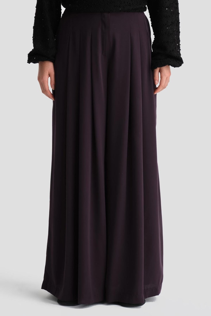 Armine Yüksek Bel Pliseli Pantolon 24K2700 Mor