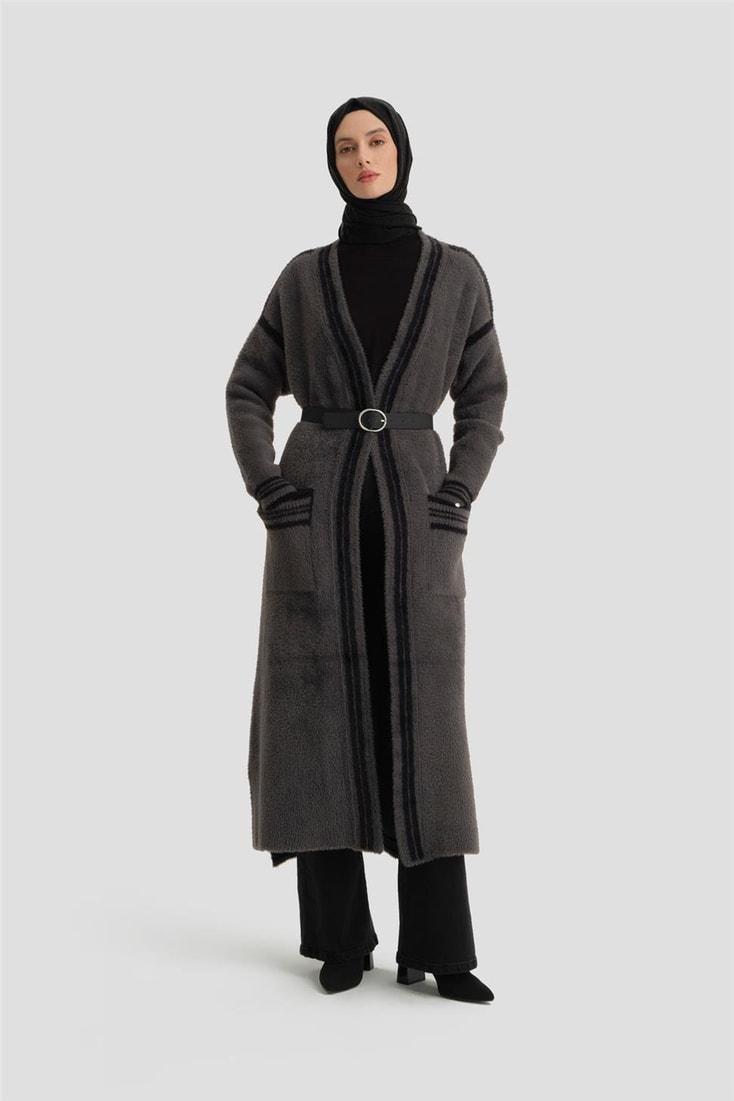 Armine Peluş Hırka 25KD2801 Antrasit