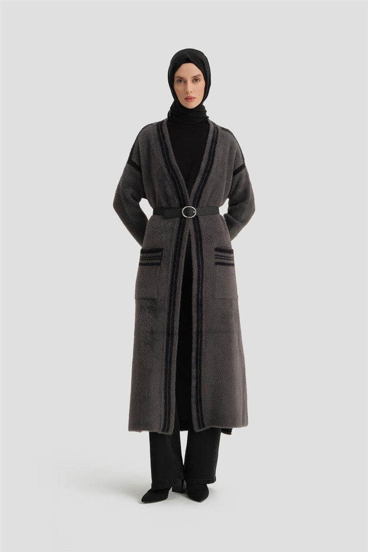 Armine Peluş Hırka 25KD2801 Antrasit