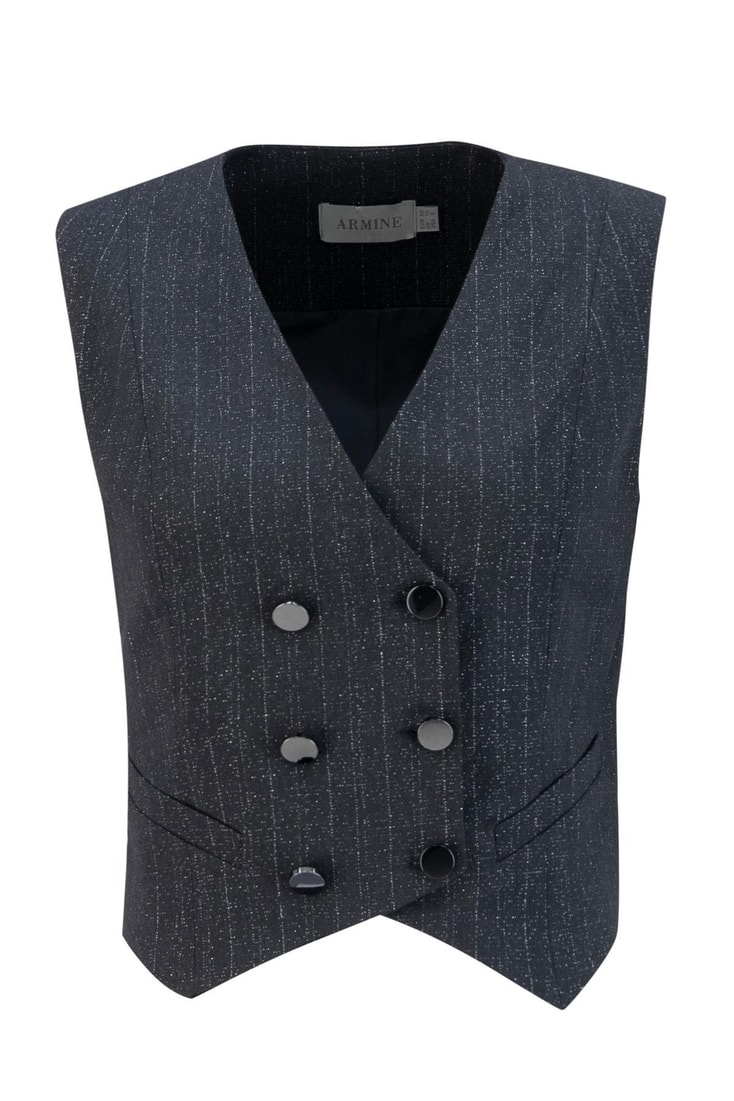 Armine Sim Dokuku Yelek 25K4208 Siyah