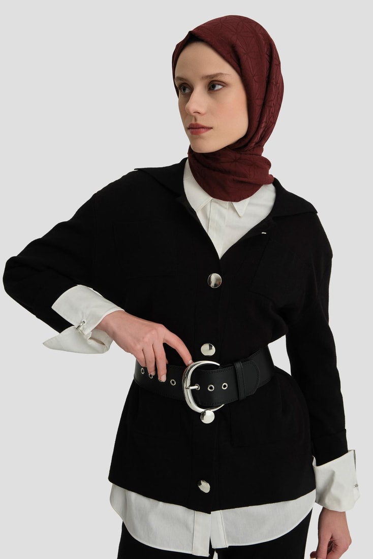 Armine Metal Düğmeli Triko Takım 24KD4212 Siyah 