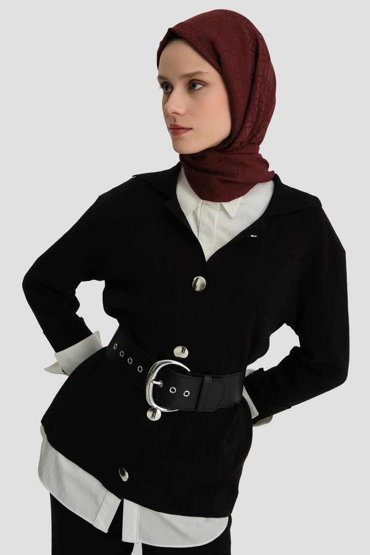 Armine Metal Düğmeli Triko Takım 24KD4212 Siyah 