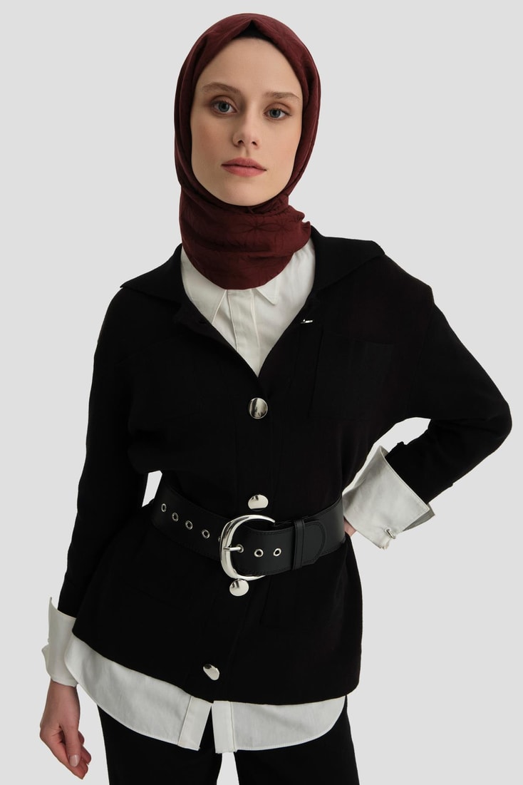 Armine Metal Düğmeli Triko Takım 24KD4212 Siyah 