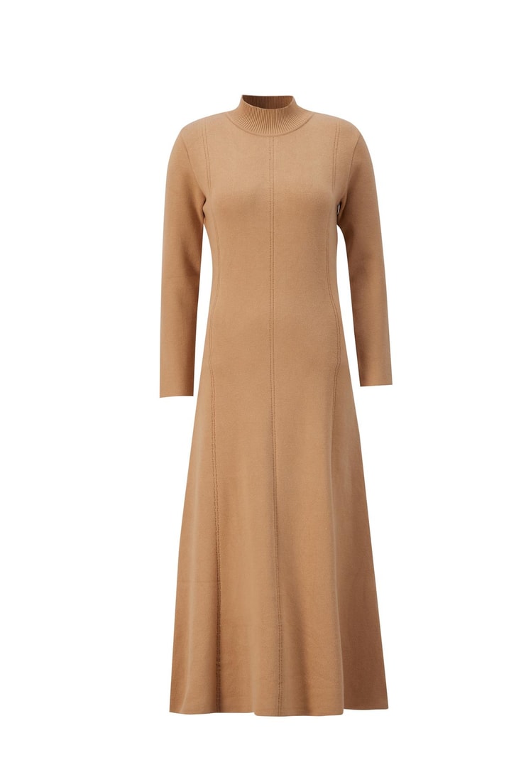 Armine Uzun Kol Triko Elbise 24KD4217 Bisküvi 