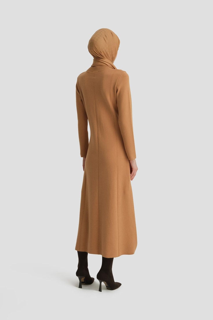 Armine Uzun Kol Triko Elbise 24KD4217 Bisküvi 