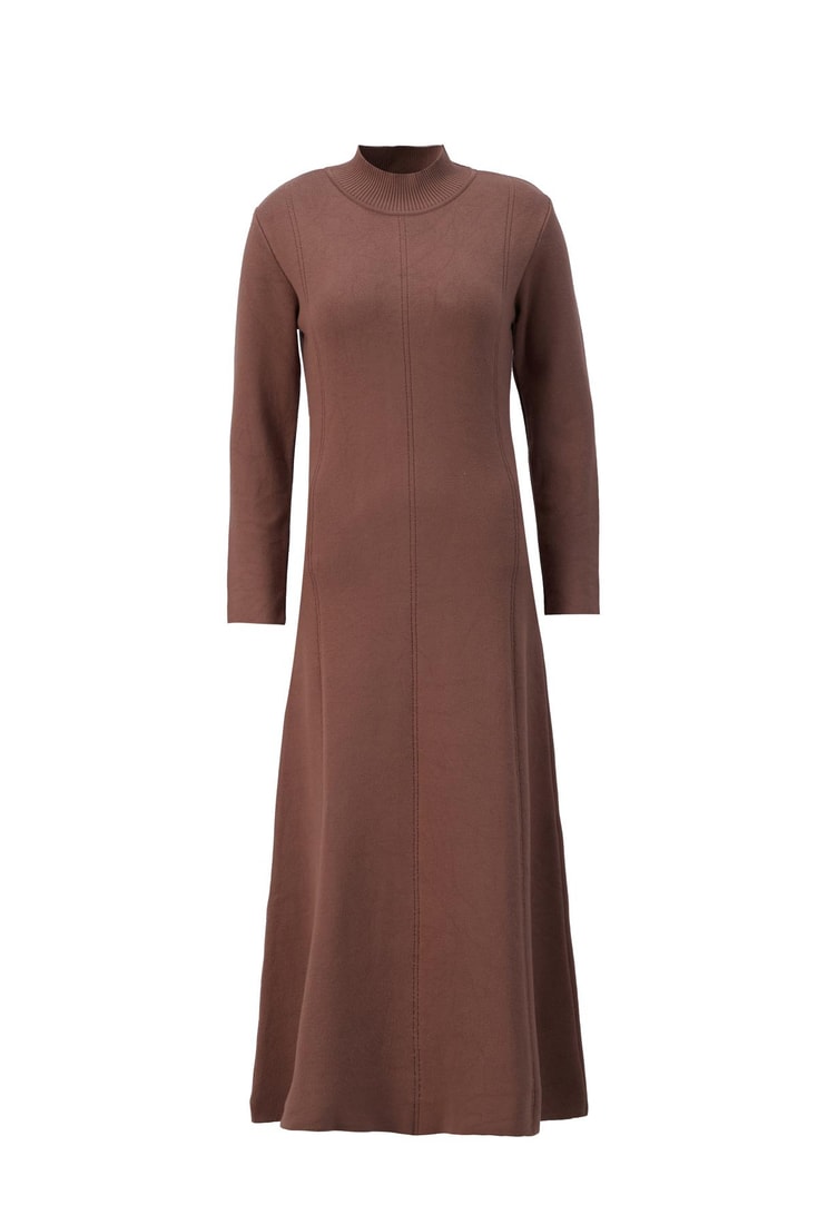 Armine Uzun Kol Triko Elbise 24KD4217 Acı Kahve 