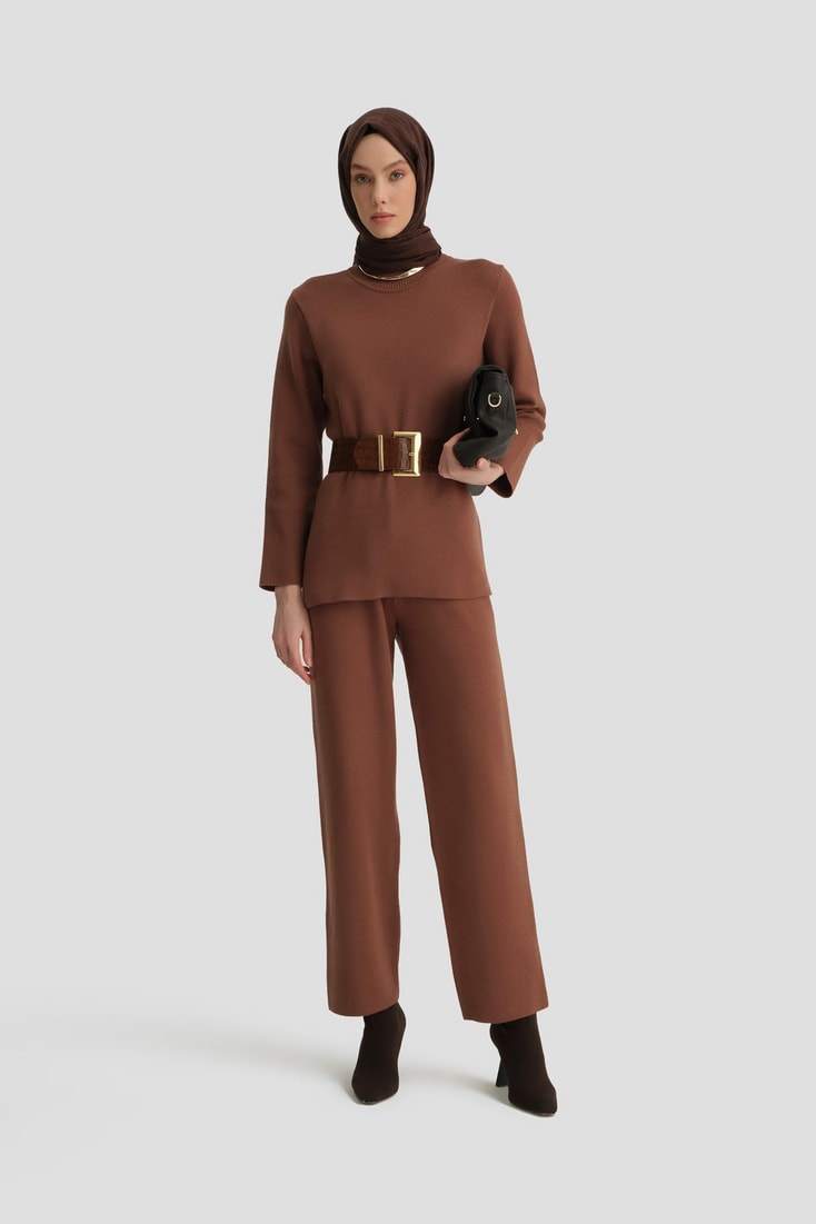 Armine Pantolonlu Triko Takım 24KD4219 Acı Kahve 