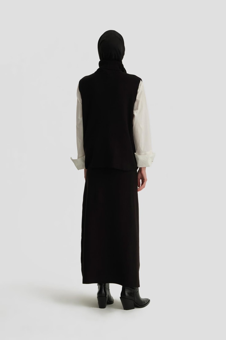 Armine Sıfır Kol Kazak Etekli Takım 24KD4220 Siyah