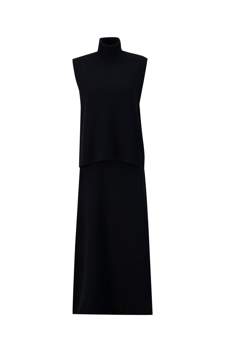 Armine Sıfır Kol Kazak Etekli Takım 24KD4220 Siyah