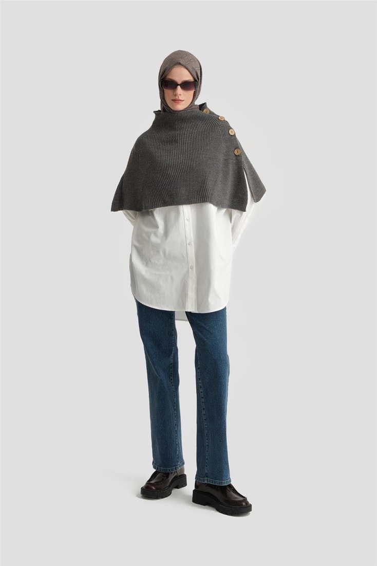 Armine Triko Pelerin 24KD4224 Antrasit