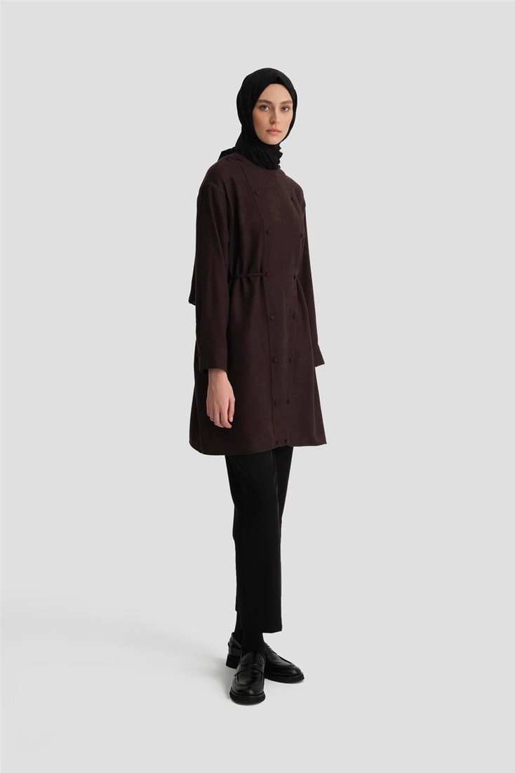 Beli Bağlamalı Cepli Tunik 24K3608 Mürdüm 