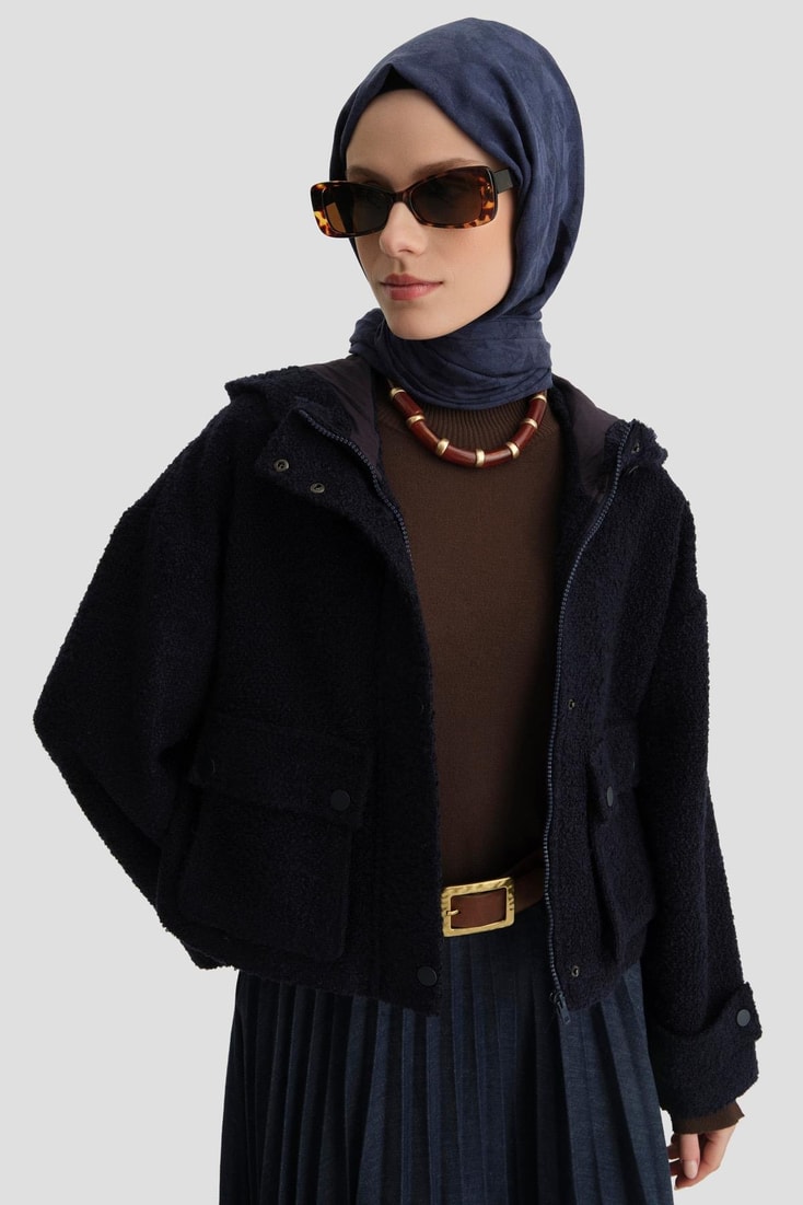 Armine Tüvit Kumaşlı Mont 25K5702 Lacivert