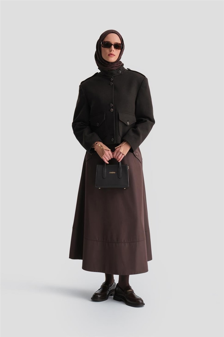 Armine Apoletli Ceket 24K5713 Kahverengi