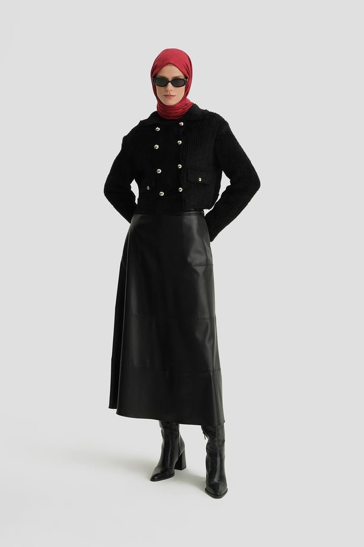 Armine Tüylü Triko Ceket 24K5718 Siyah