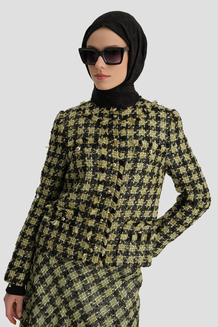 Armine Simli Tüvit Ceket 24K5719 Yeşil