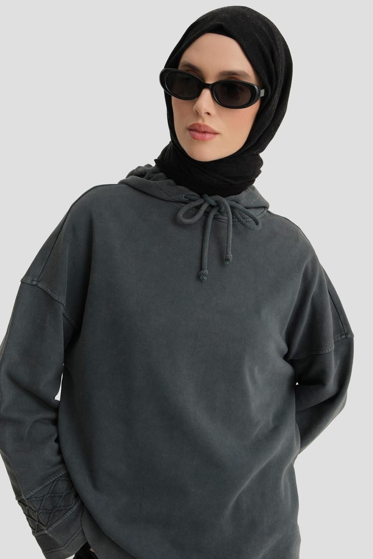 Armine Yıkama Efektli Sweat 24KD6804 Antrasit