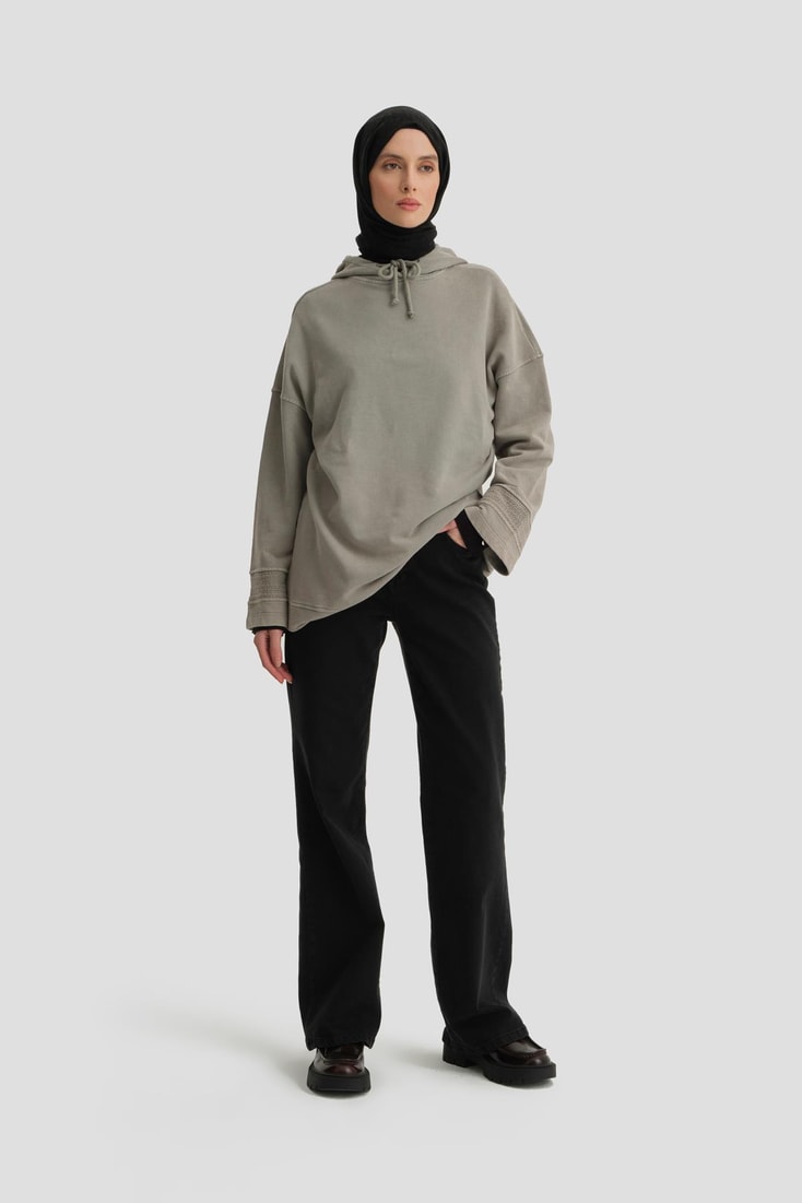 Armine Yıkama Efektli Sweat 24KD6804 Vizon