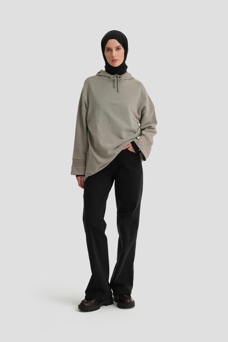 Armine Yıkama Efektli Sweat 24KD6804 Vizon