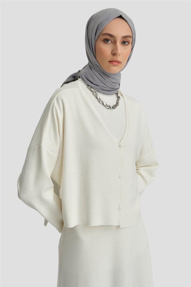 Armine Örme Hırkalı Takım 25KD6816 Ekru