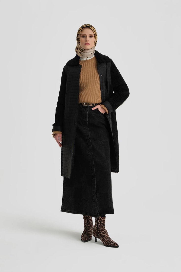 Armine Yumuşak Trikolu Kapitone Kap 25K7507 Siyah