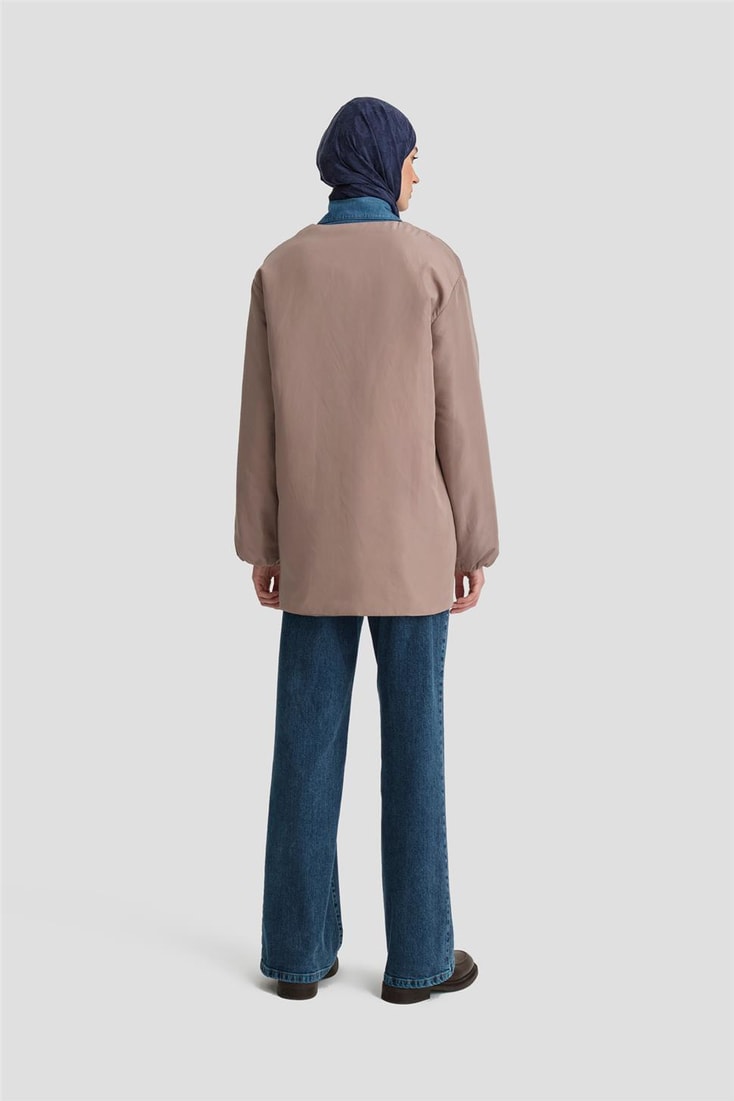 Armine Dikişsiz Elyaflı Bomber Mont 24KD7521 Vizon