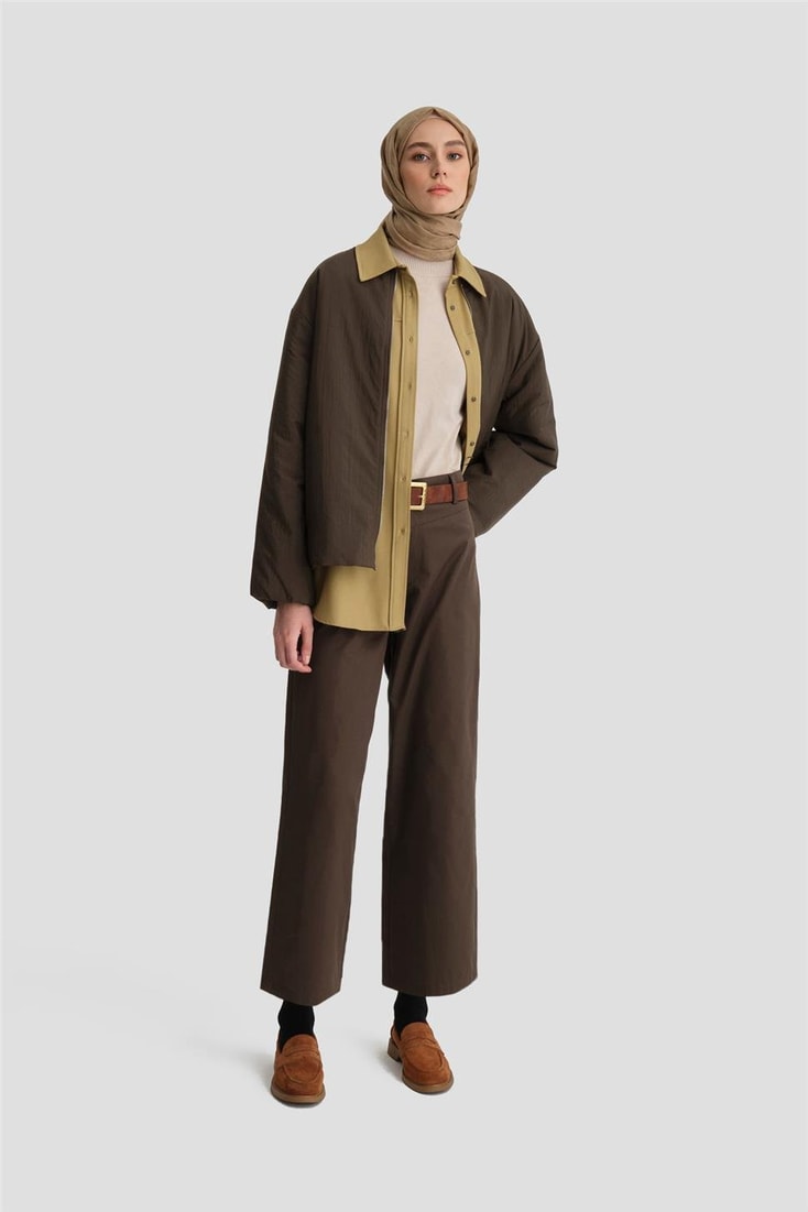 Armine Yaka Ribanalı Bomber Mont 25KD7522 Haki