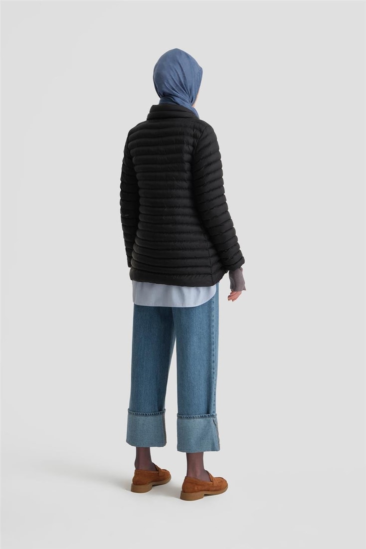 Armine İnce Kapitone Mont 24KD7524 Siyah