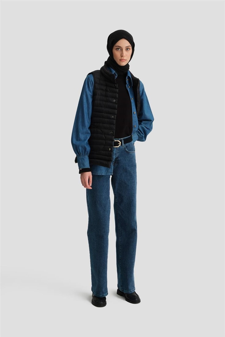 Armine İnce Kapitone Yelek 25KD7526 Siyah