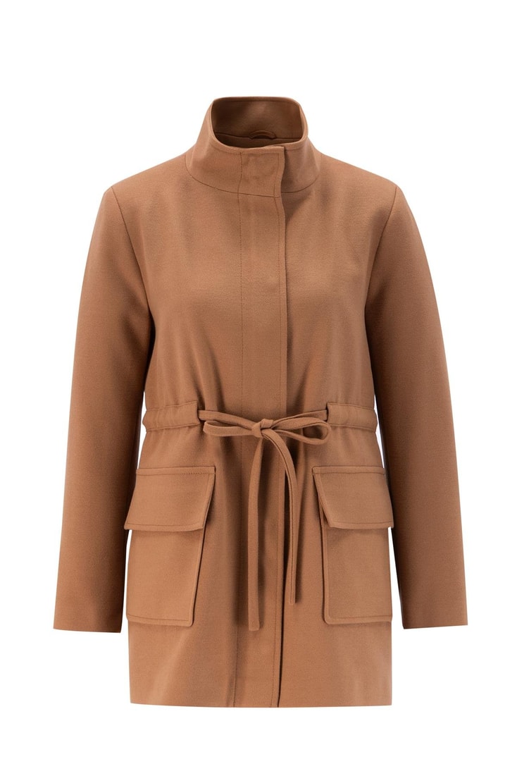 Armine Beli Bağcıklı Kısa Kaban 24KH7528 Taba