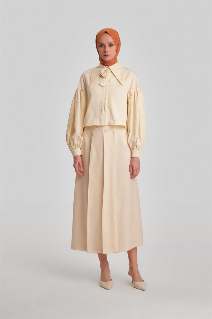 Armine Asimetrik Kapamalı Tencel Etek 24Y1616 Aytaşı 