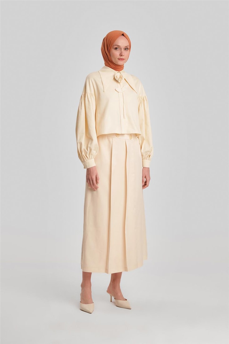 Armine Asimetrik Kapamalı Tencel Etek 24Y1616 Aytaşı 