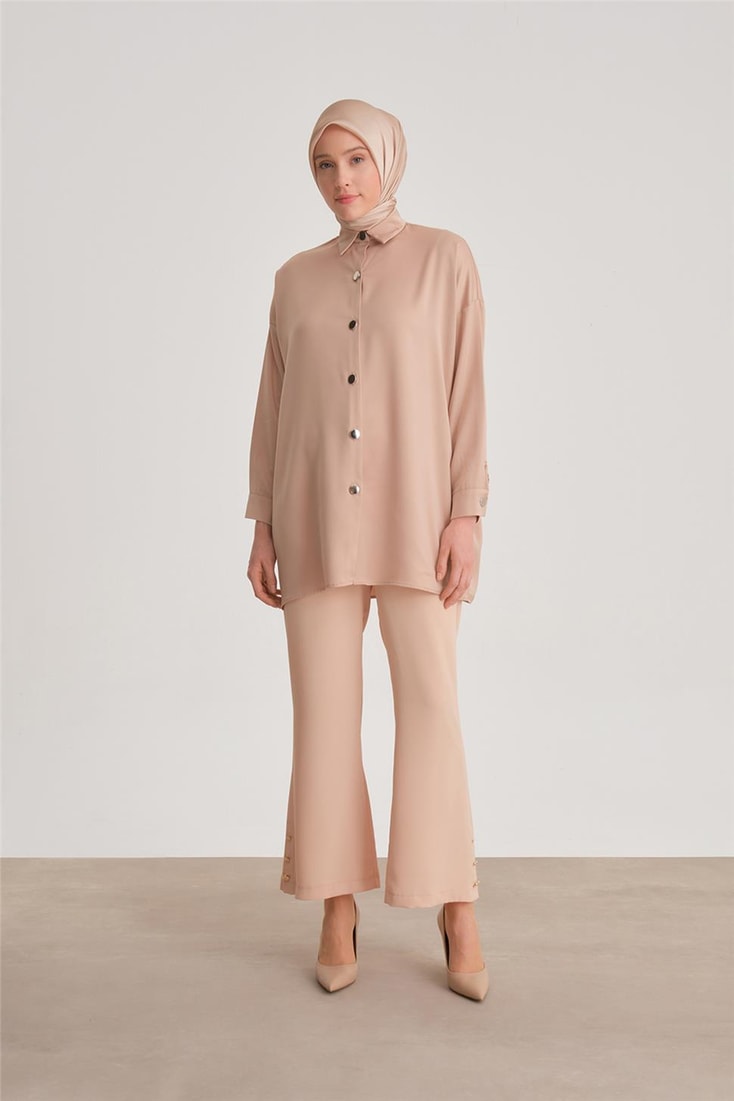 Armine Paçası Düğmeli Flare Pantolon 24Y2611 Camel 
