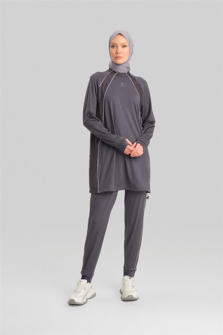 Armine Bilek Bantlı Beli Lastikli Pantolon 23K2516 Antrasit