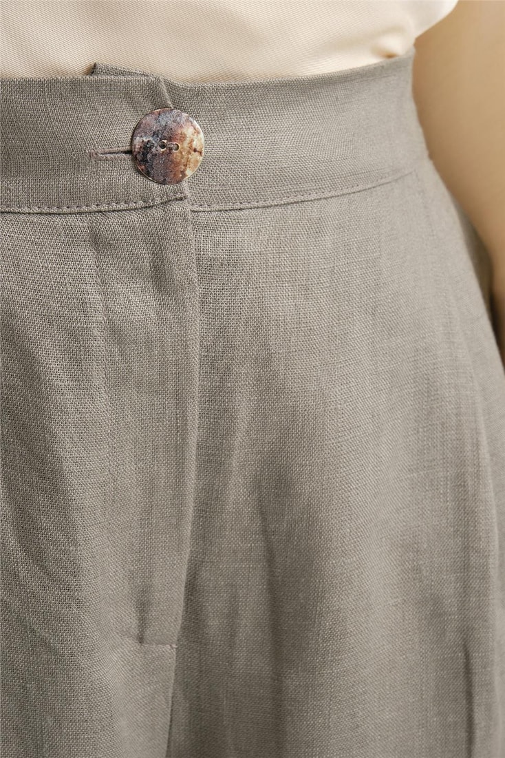 Armine Bol Keten Pantolon 24Y2625 Koyu Vizon