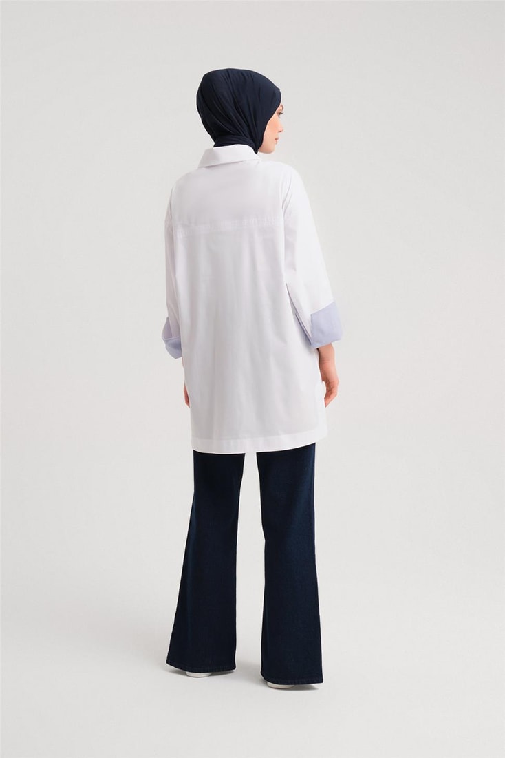 Armine Çizgili Manşetli Gömlek 24Y3506 Beyaz