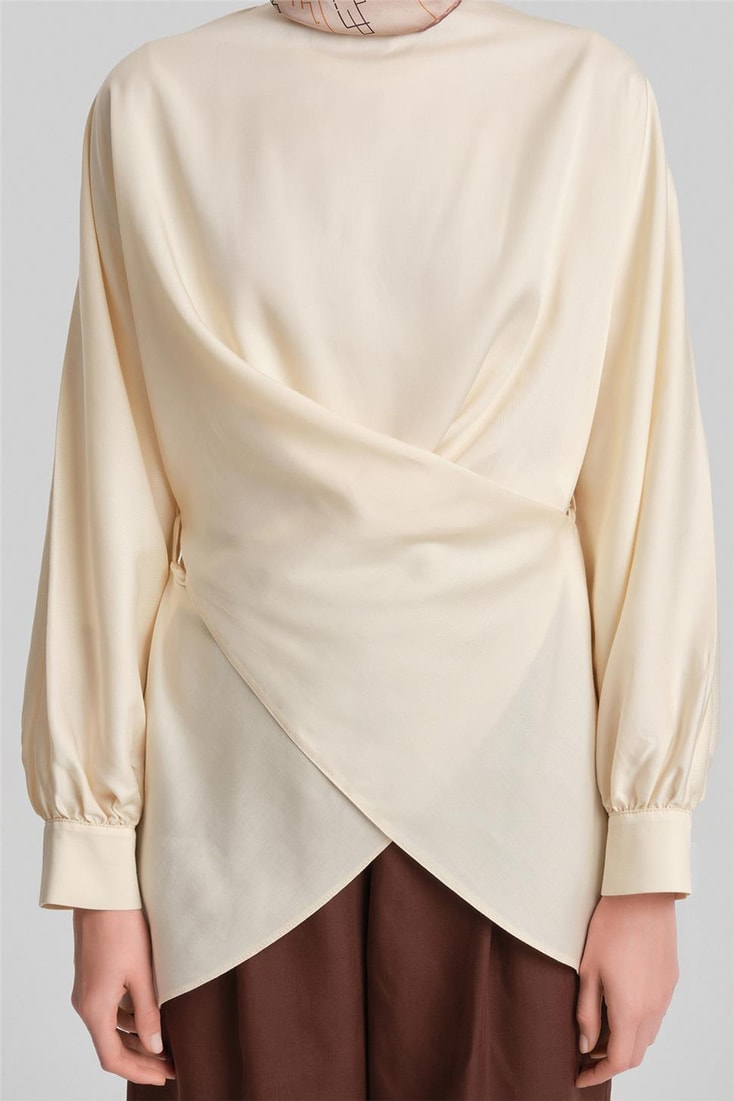 Armine Çapraz Bağlamalı Tencel Bluz 24Y3536 Aytaşı