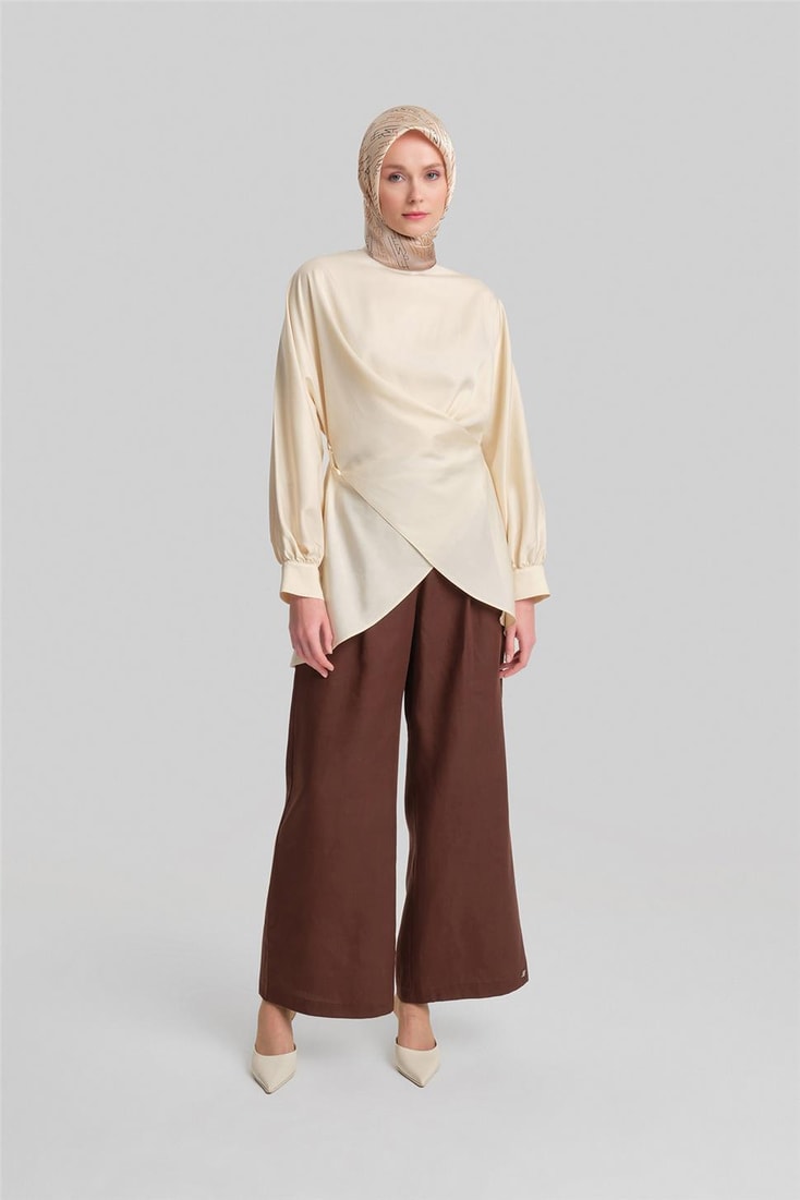 Armine Çapraz Bağlamalı Tencel Bluz 24Y3536 Aytaşı