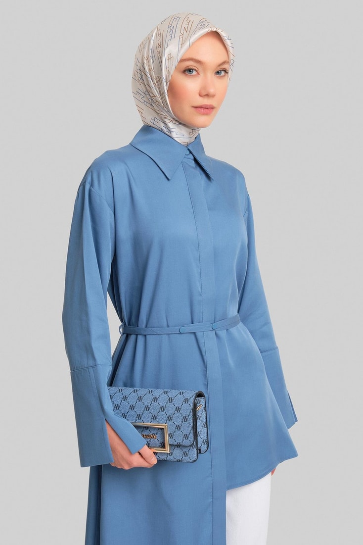 Armine Asimetrik Tencel Tunik 24Y4015 İndigo