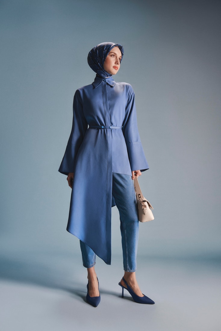 Armine Asimetrik Tencel Tunik 24Y4015 İndigo