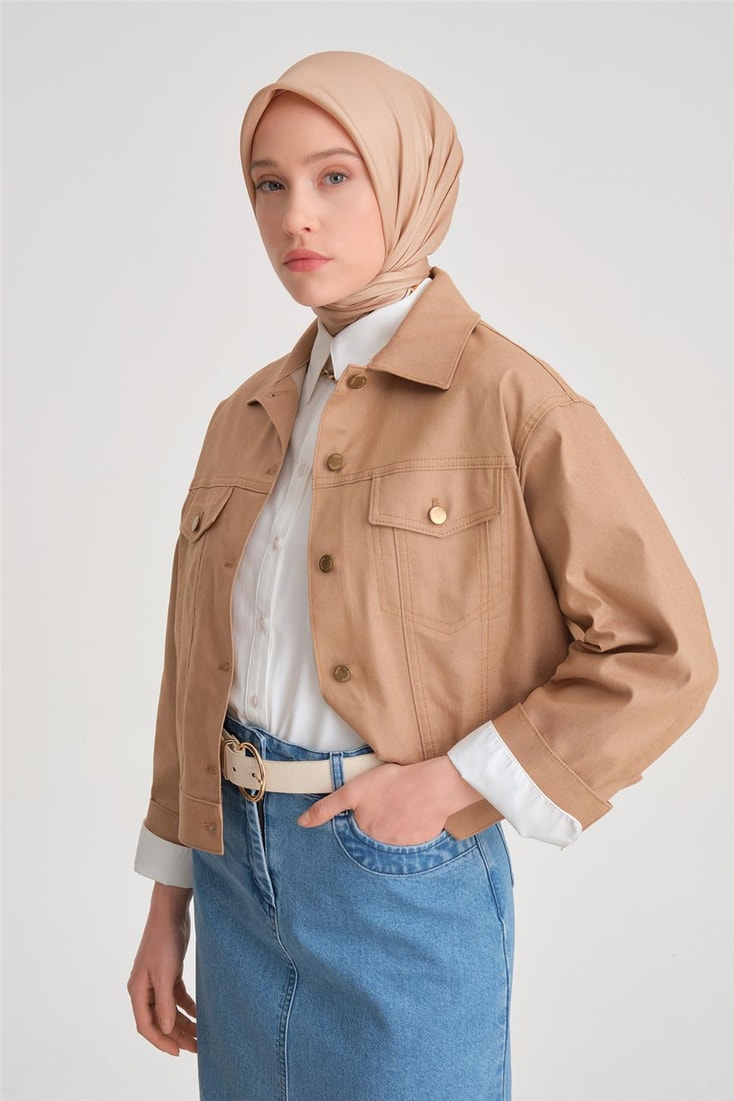 Armine Kısa Denim Ceket 24Y5405 Camel 