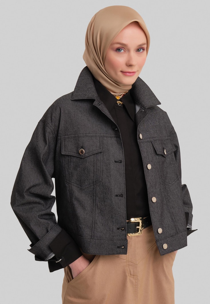 Armine Kısa Denim Ceket 24Y5405 Siyah 