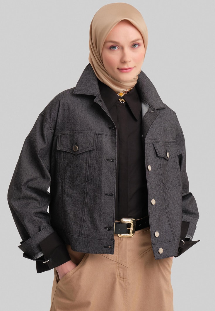 Armine Kısa Denim Ceket 24Y5405 Siyah 