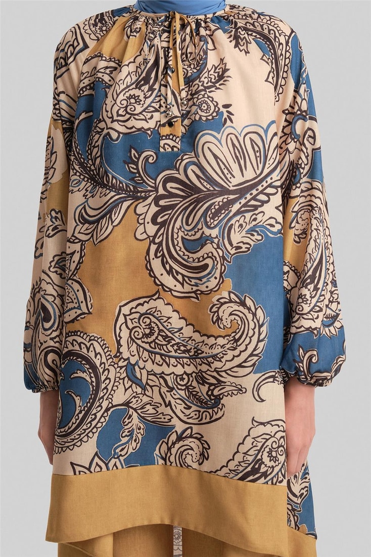 Armine Pantolonlu Desenli Takım 24Y6834 Safran