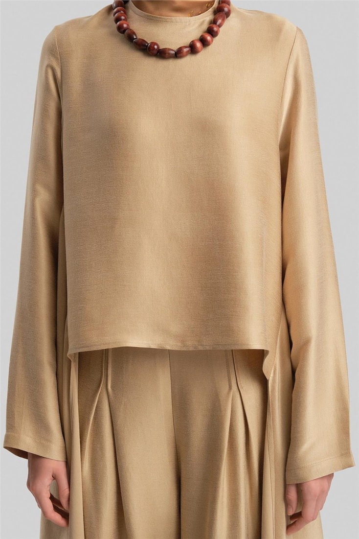 Armine Asimetrik Bluzlu Cupra Takım 24Y6842 Bej