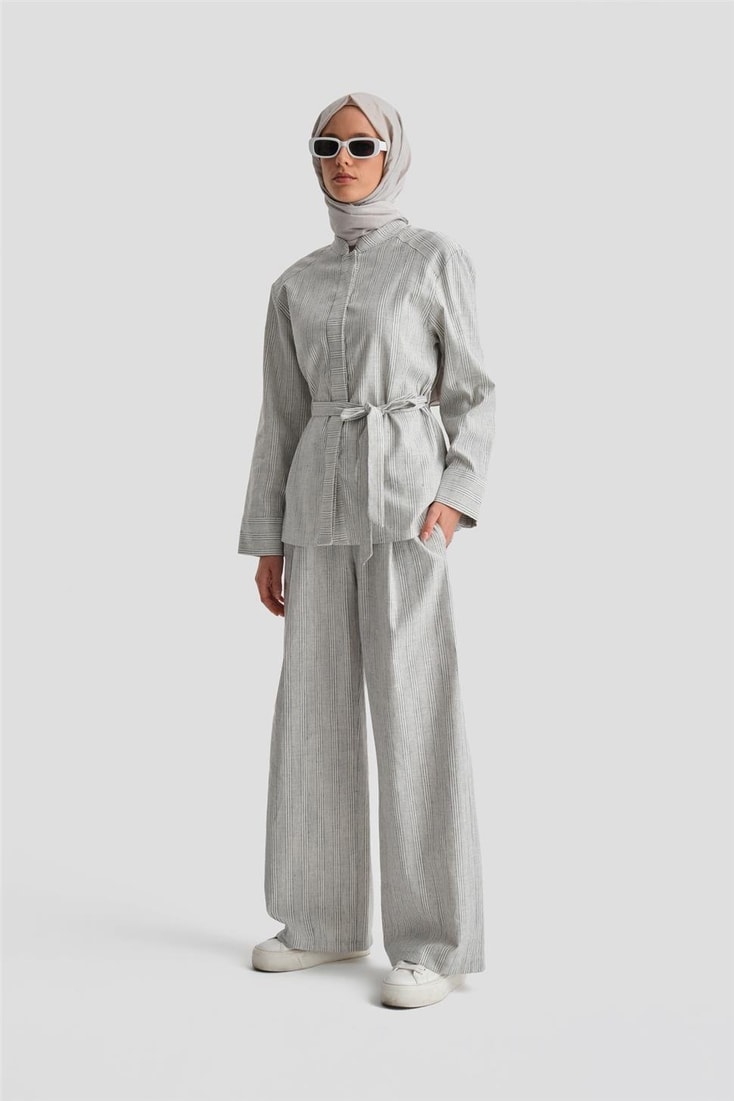 Armine Kalın Çizgili Pamuk Takım 24K6853 İndigo