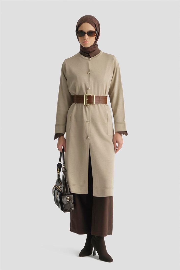 Armine Düğmeli Triko Kap 25KTD4122 Koyu Taş