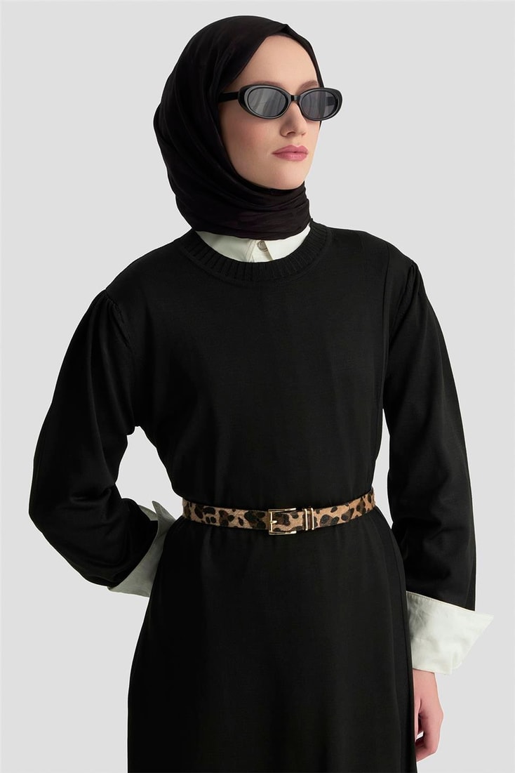 Armine Basic Triko Elbise 25KTD956 Siyah