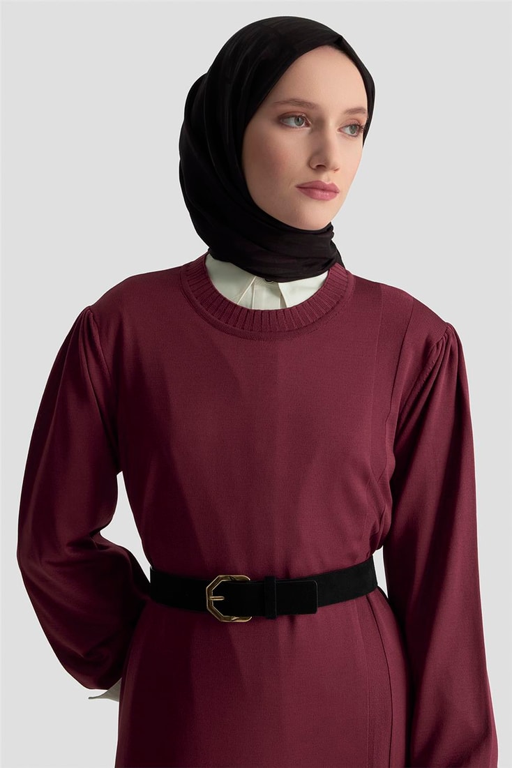 Armine Basic Triko Elbise 25KTD956 Bordo