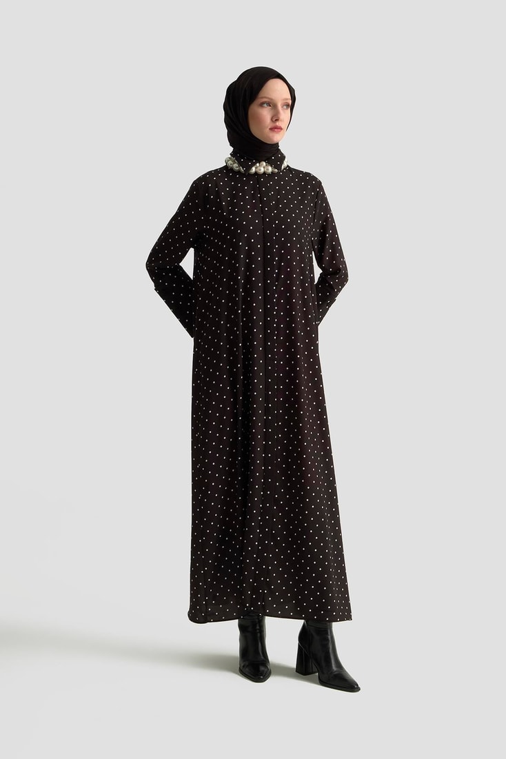 Armine Puantiyeli Elbise 25KD1007 Siyah