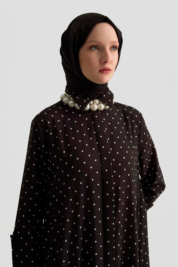 Armine Puantiyeli Elbise 25KD1007 Siyah